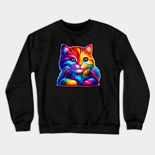 Colorful Rainbow Kitten Mosaic Art Crewneck Sweatshirt